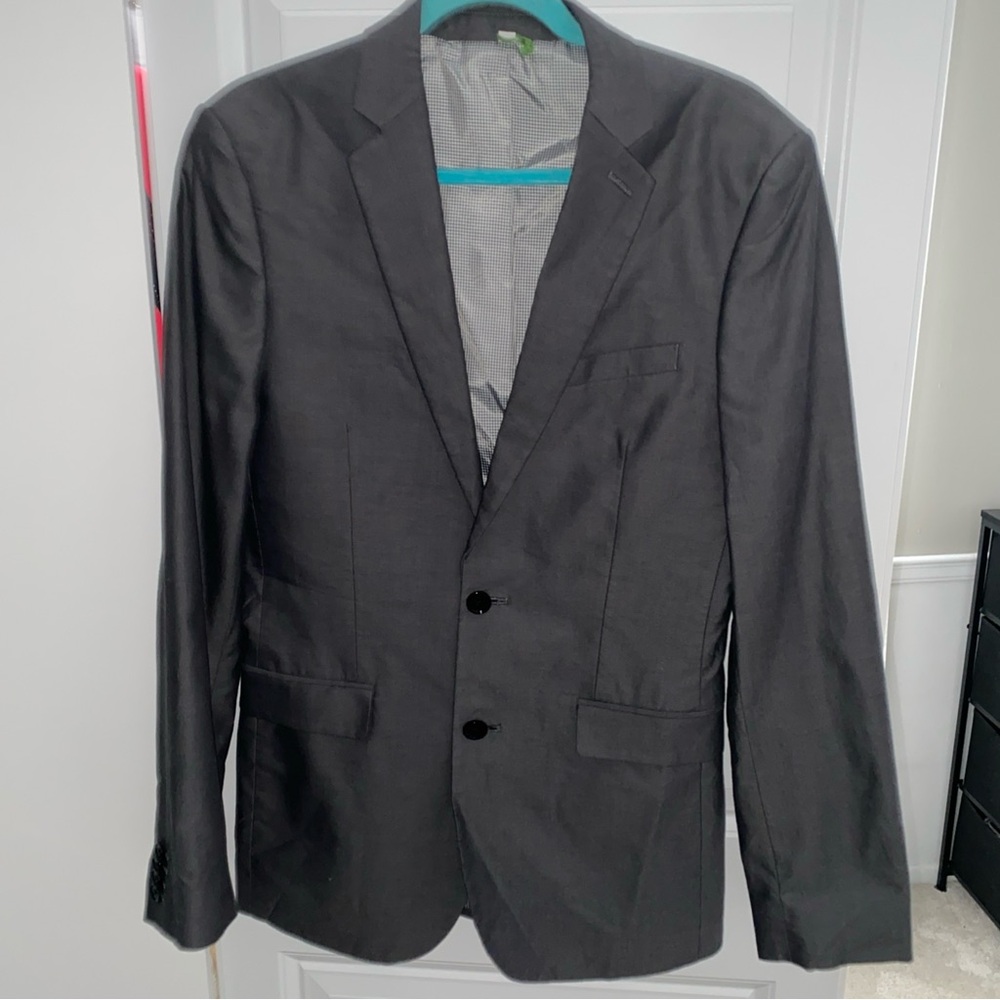 Express Men’s 38 Regular Extra Slim Fit Sports Coat Jacket Blazer Gray Cotton